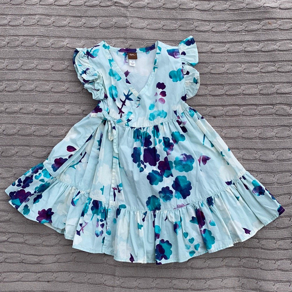 Tea Collection blue floral cross front Mala dress sz 2